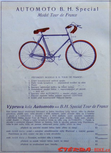 Automoto B.H. Speciál, Model Tour De France - C.1926/27 - Automoto B.H.  Speciál, Model Tour De France - C.1926/27 - Race And Sport Bicycles - The  Gallery - The Gallery - Štěrba-Bike.Cz