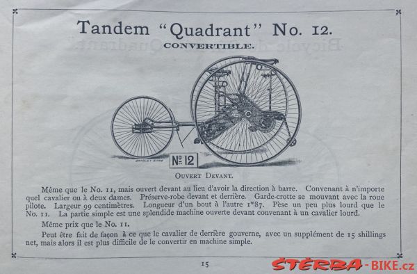 The Quadrant Tricycle catalogue 1885/1887